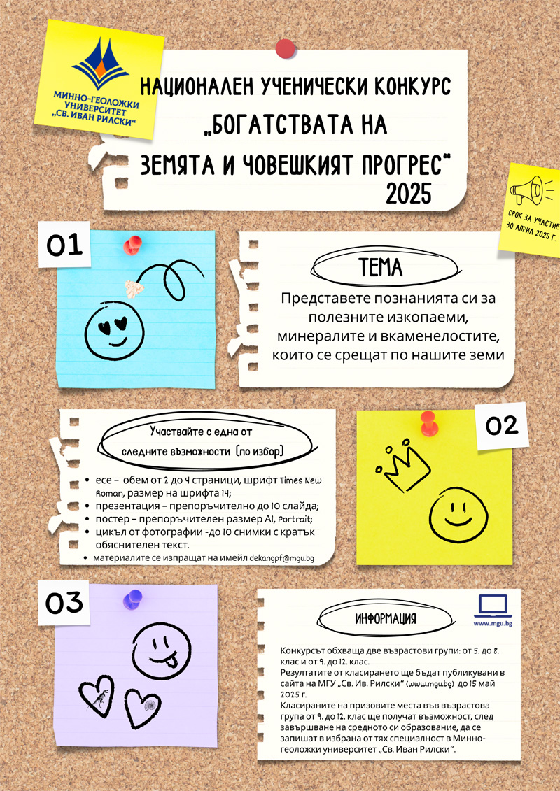 Национален ученически конкурс „Богатствата на Земята и човешкият прогрес – 2025 г.